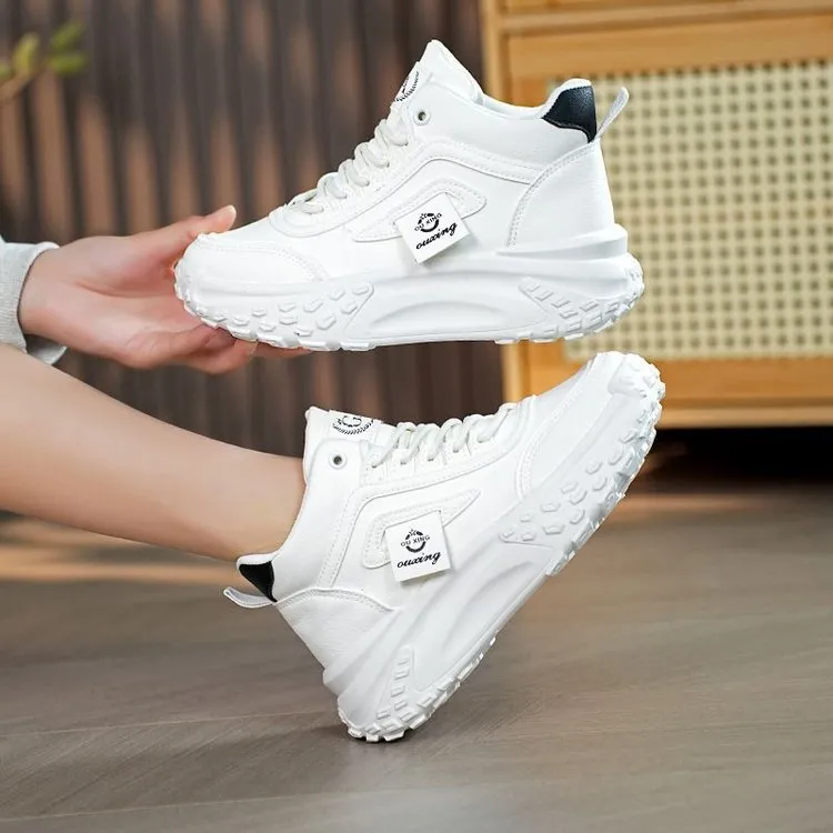 Stylish Chunky High Top Lace Up Sneakers