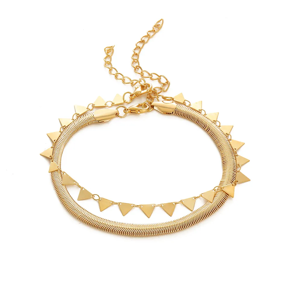 Elegant Double Layer Chain Anklet Set