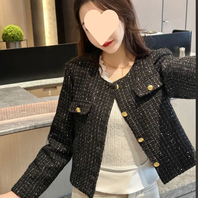 Thumbnail of Elegant Black Tweed Jacket Gold Buttons