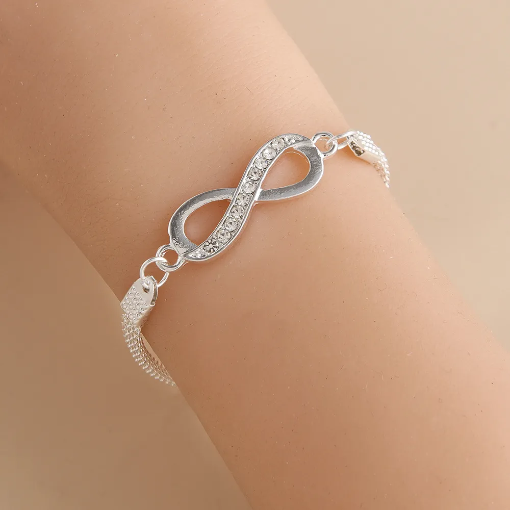 Silver Infinity Symbol Charm Anklet