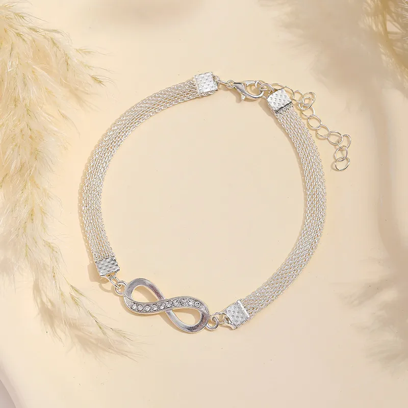 Silver Infinity Symbol Charm Anklet