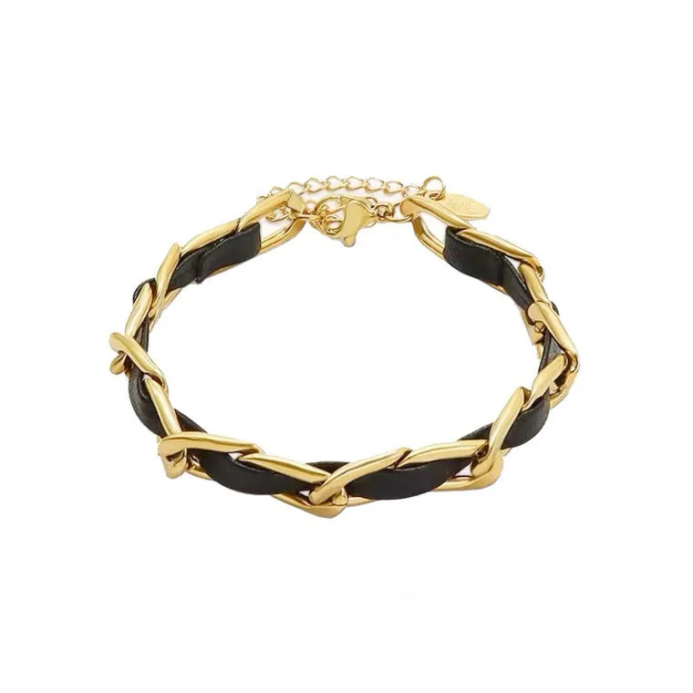Black and Gold Charm Chain Bracelet