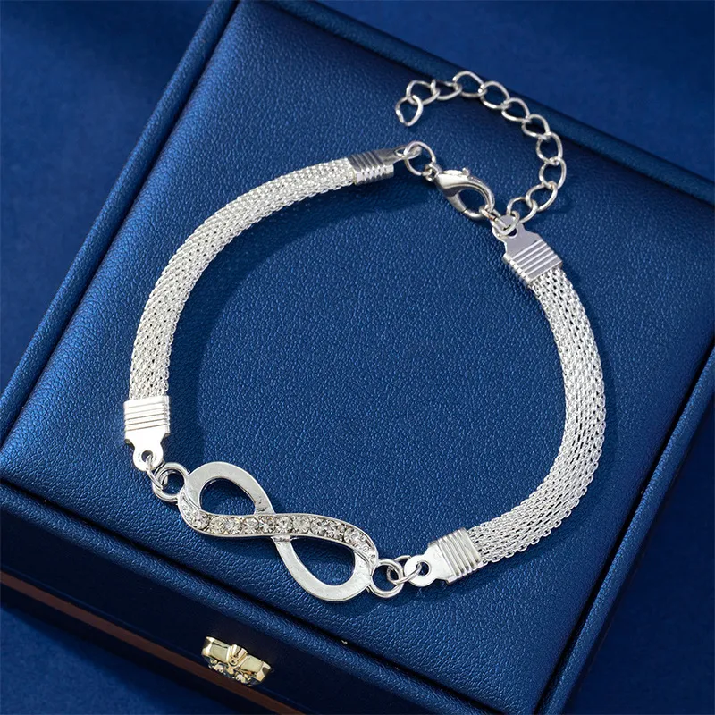 Silver Infinity Symbol Charm Anklet