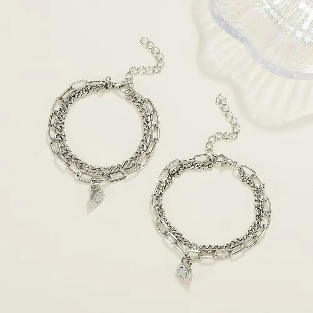 Matching Silver Couple Love Bracelets