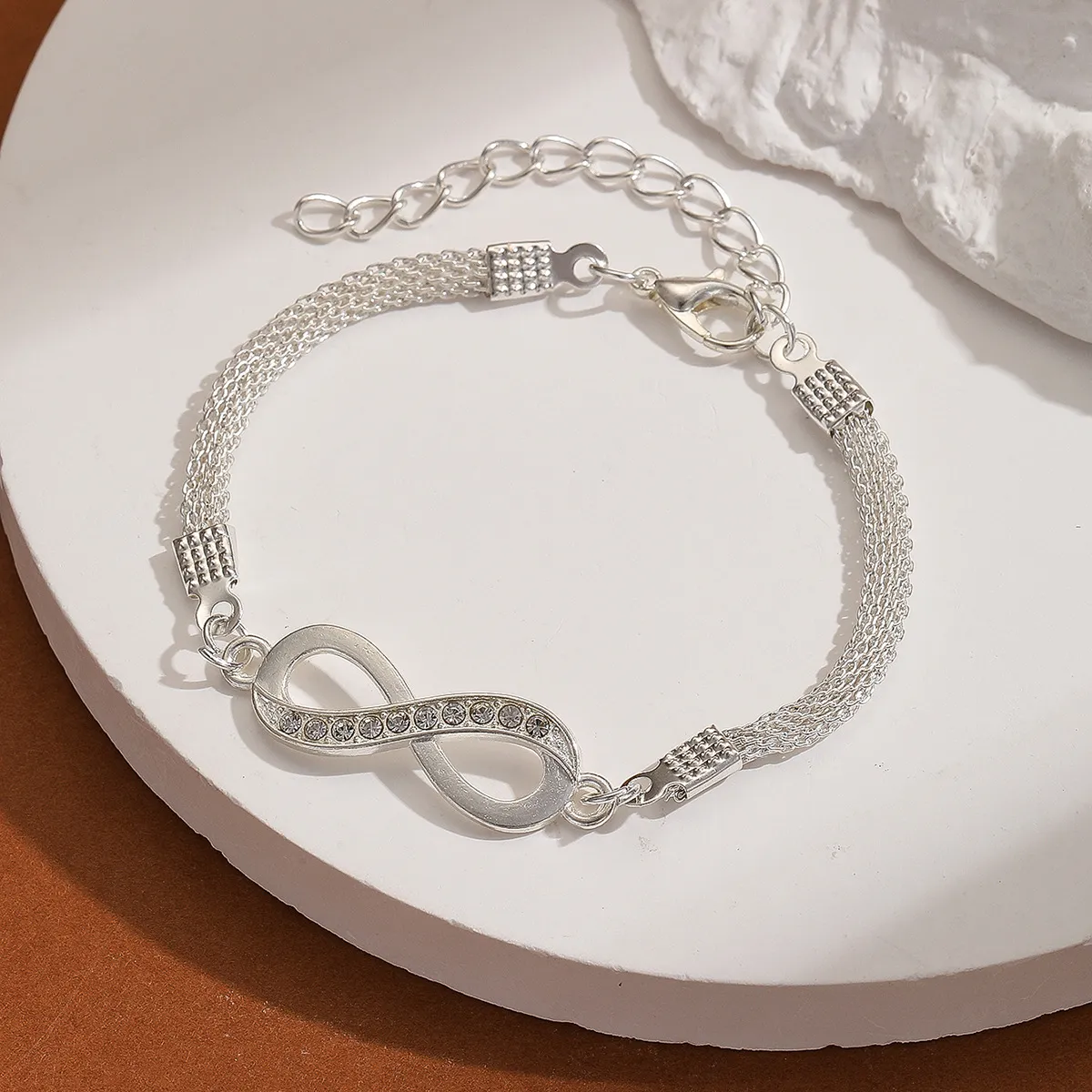 Silver Infinity Symbol Charm Anklet