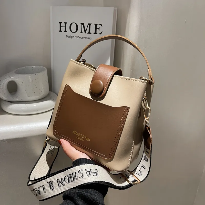 Khaki PU Leather Mini Handbag - for Women (Office/Casual)