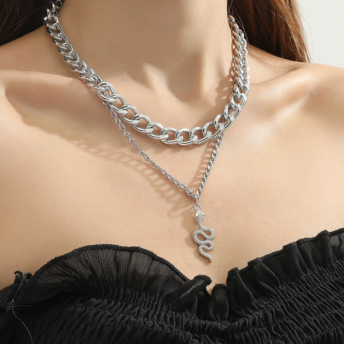 Shimmering Silver Braided Hook Necklace