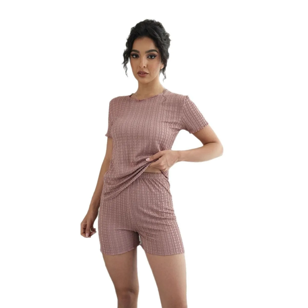 Comfortable Ribbed Long Sleeve Lounge Set
