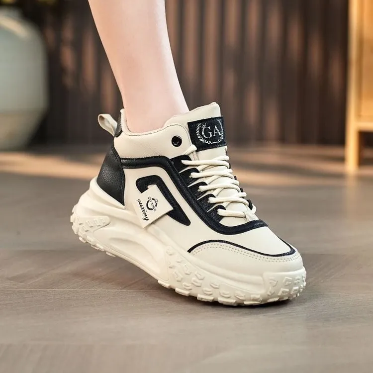 Stylish Chunky High Top Lace Up Sneakers