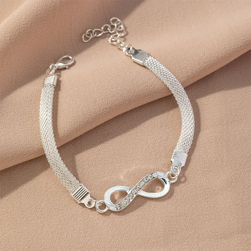 Silver Infinity Symbol Charm Anklet