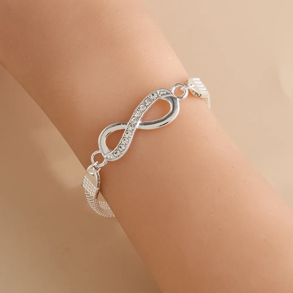 Silver Infinity Symbol Charm Anklet