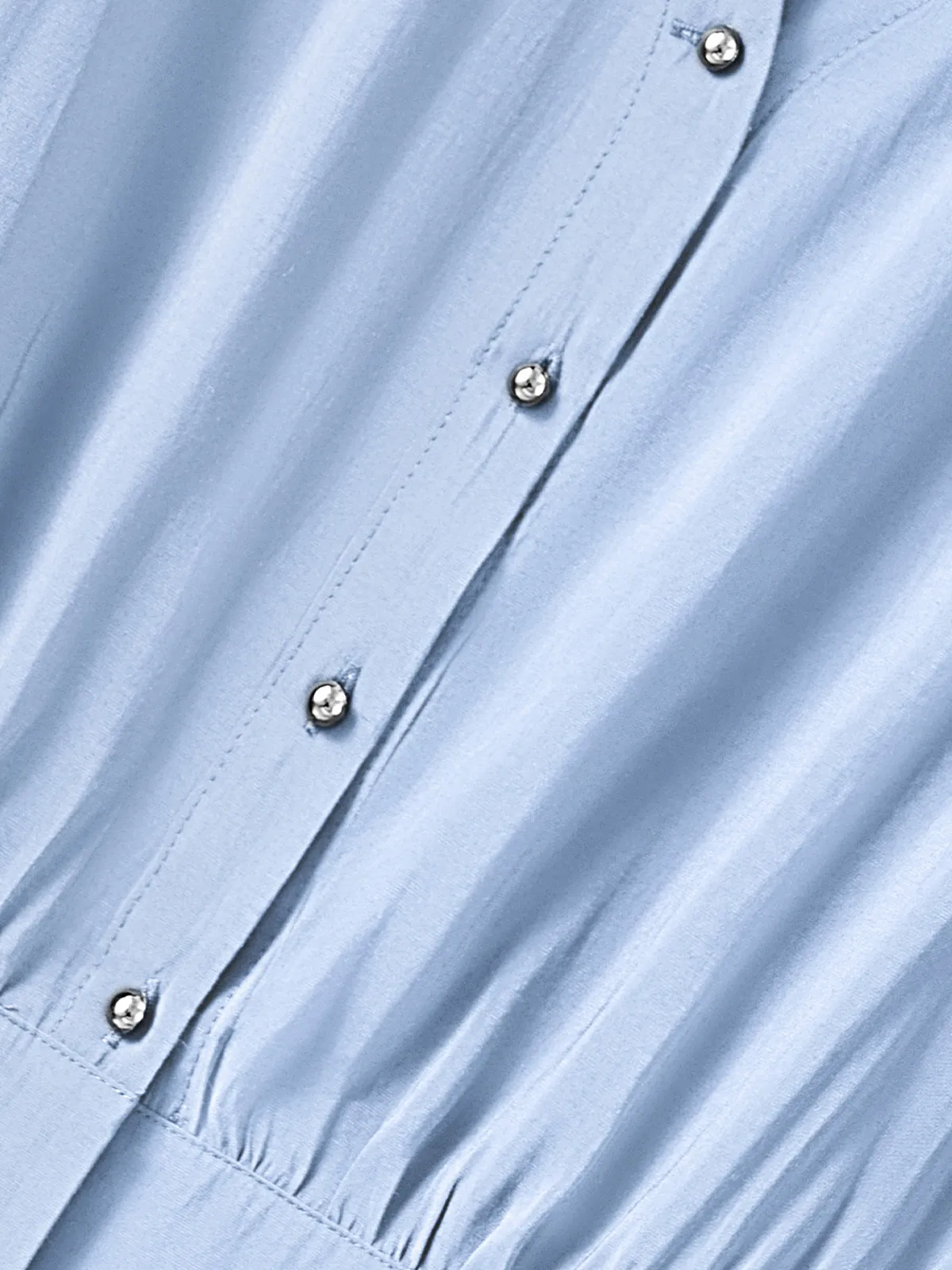 Blue Button-Up Shirt with Waist Tie