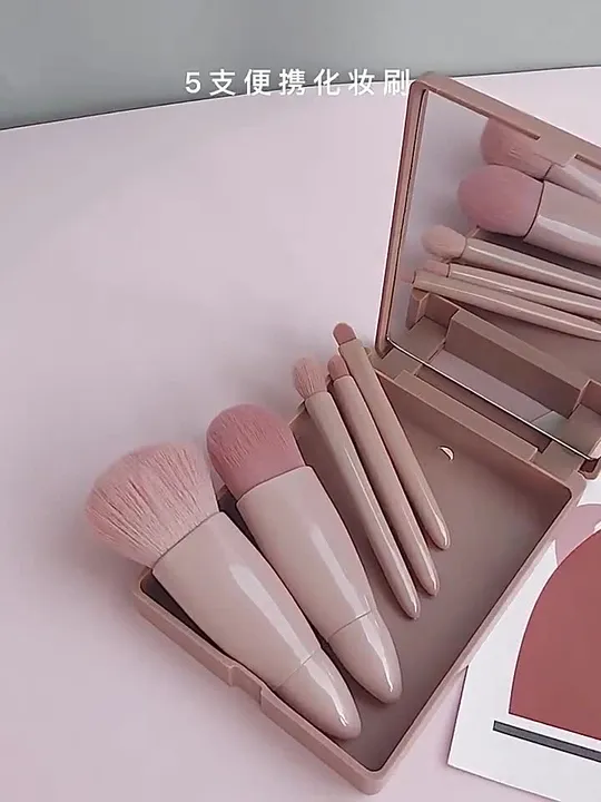 Thumbnail of 5Pcs Mini Travel Makeup Brush Set with Mirror Case