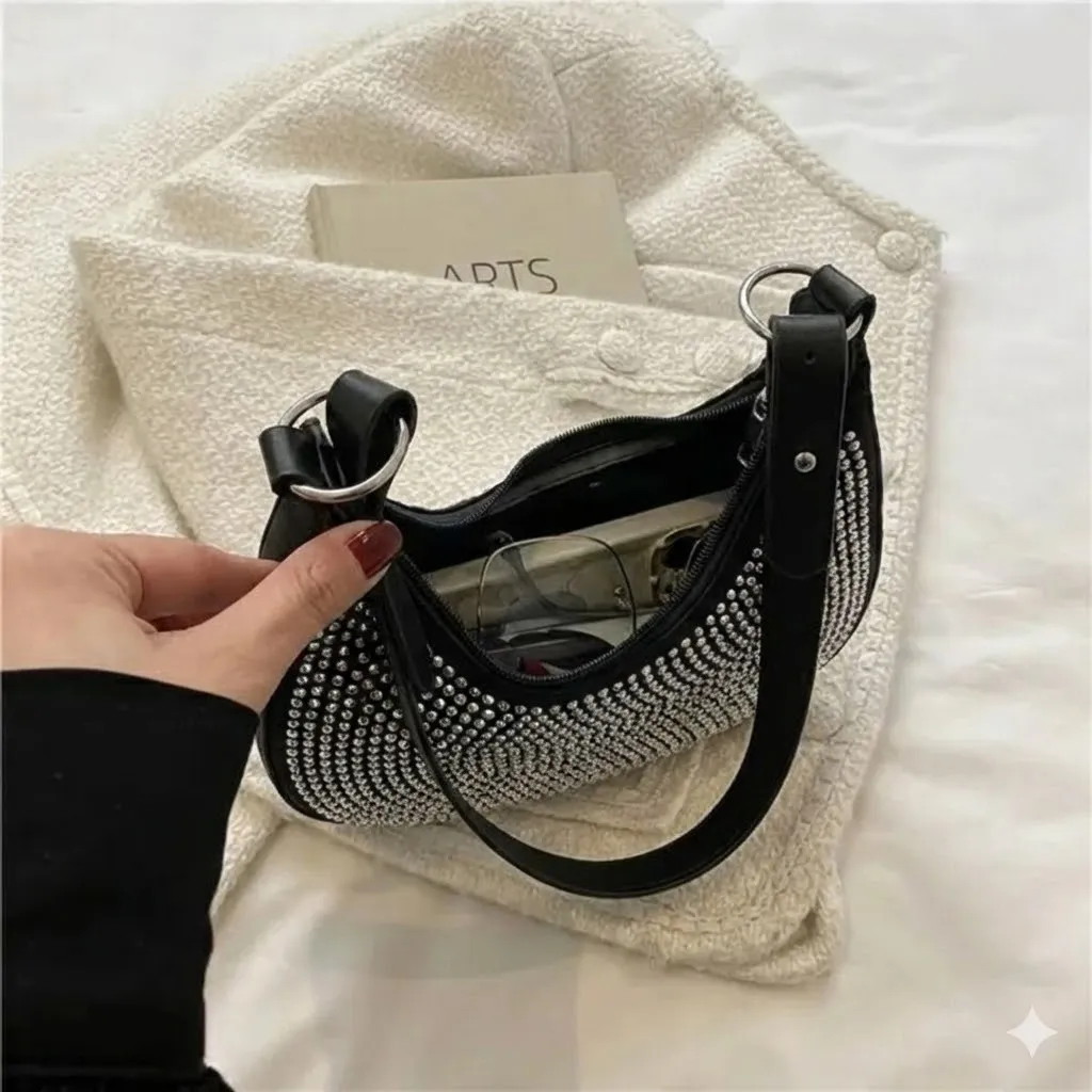 Black PU Leather Dot Pattern Bag