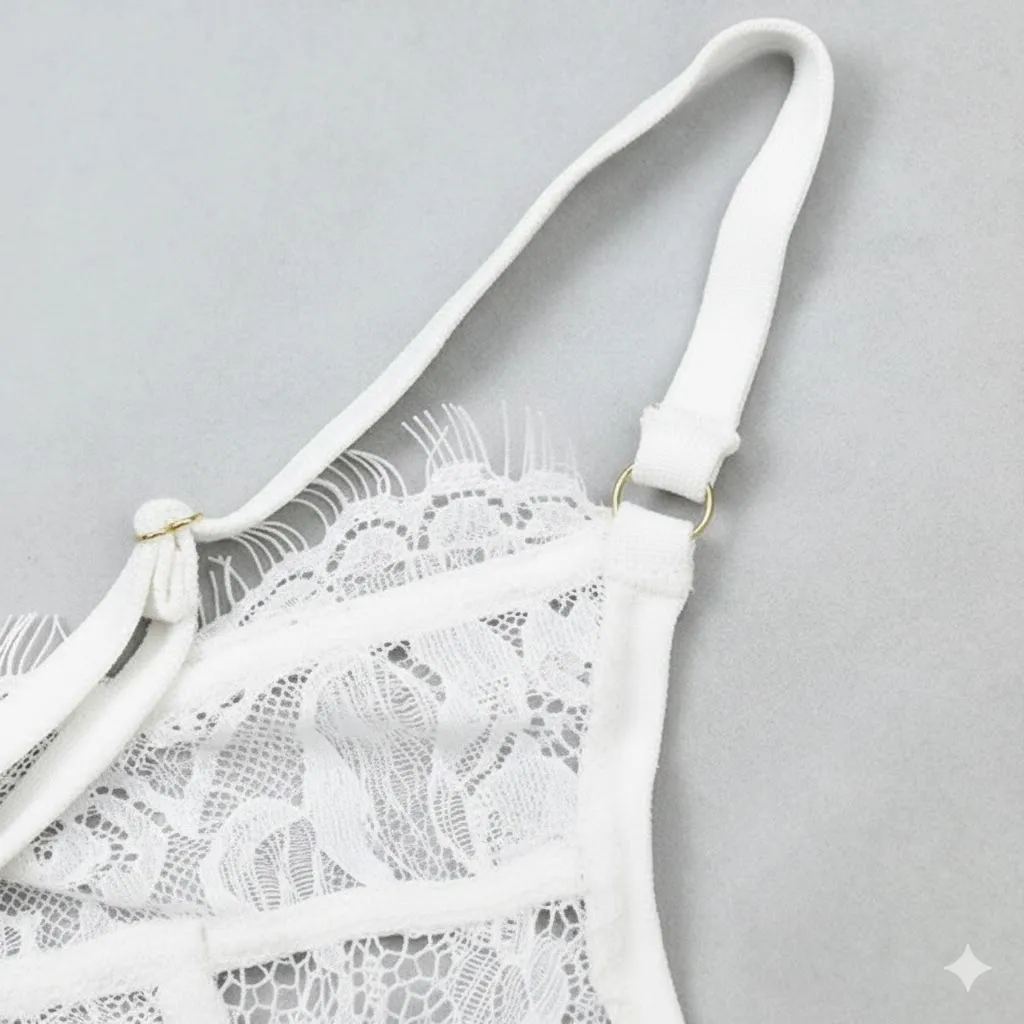 Thumbnail of White Floral Slim Fit Bodysuit