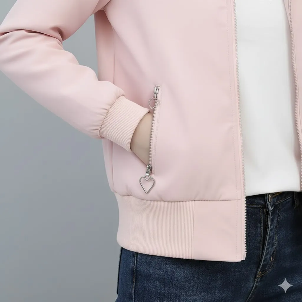 Thumbnail of Stylish Pink Lightweight Hooded Jacket - Women's Casual Bomber