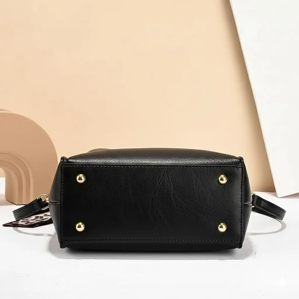 Thumbnail of Stylish Leather Plain Pattern Adjustable Strap Fashionable Handbag