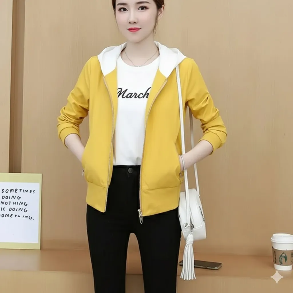 Thumbnail of Stylish Pink Lightweight Hooded Jacket - Women's Casual Bomber