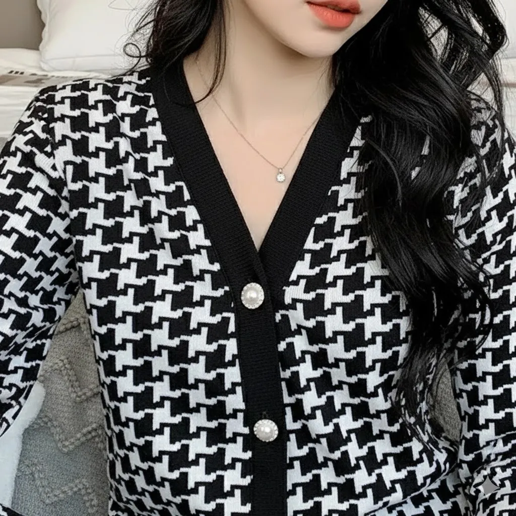 Thumbnail of Houndstooth Long-Sleeve Pajamas Set