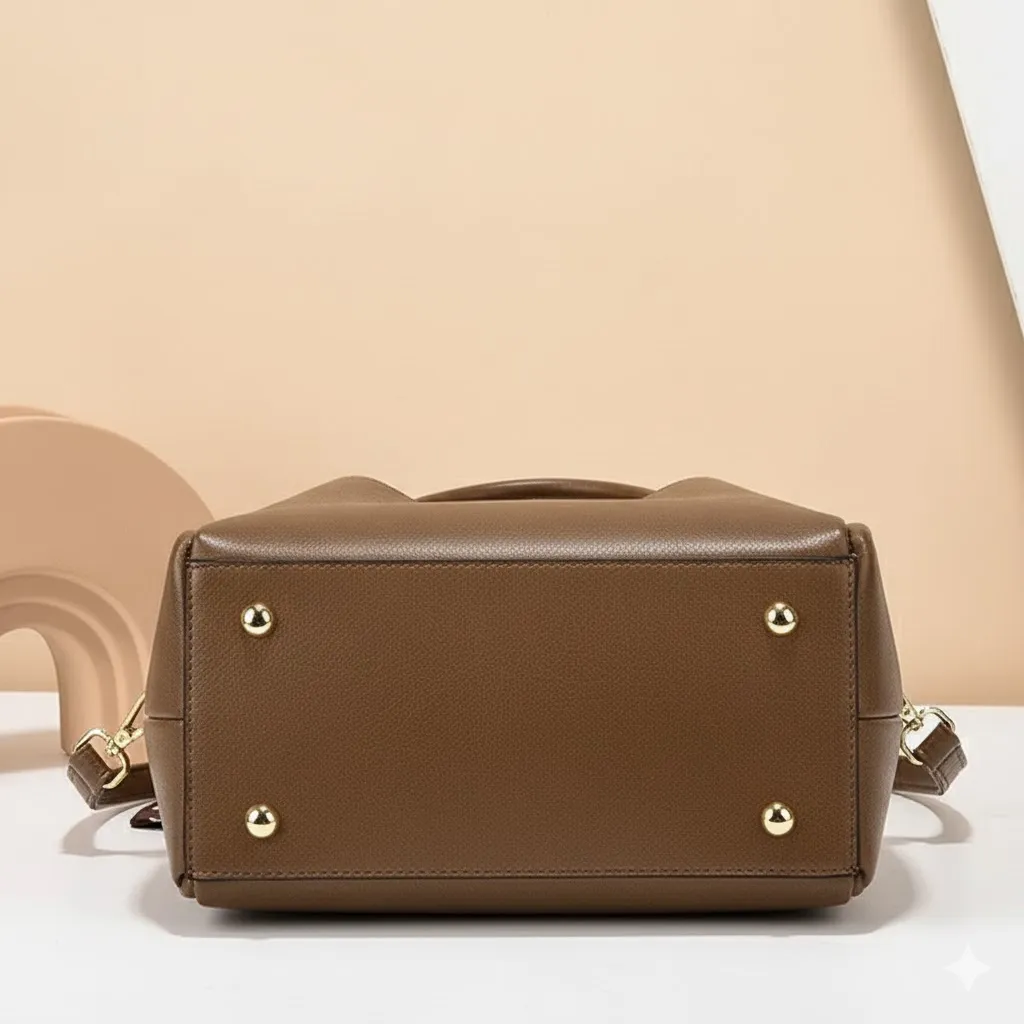 Stylish Leather Plain Pattern Adjustable Strap Fashionable Handbag