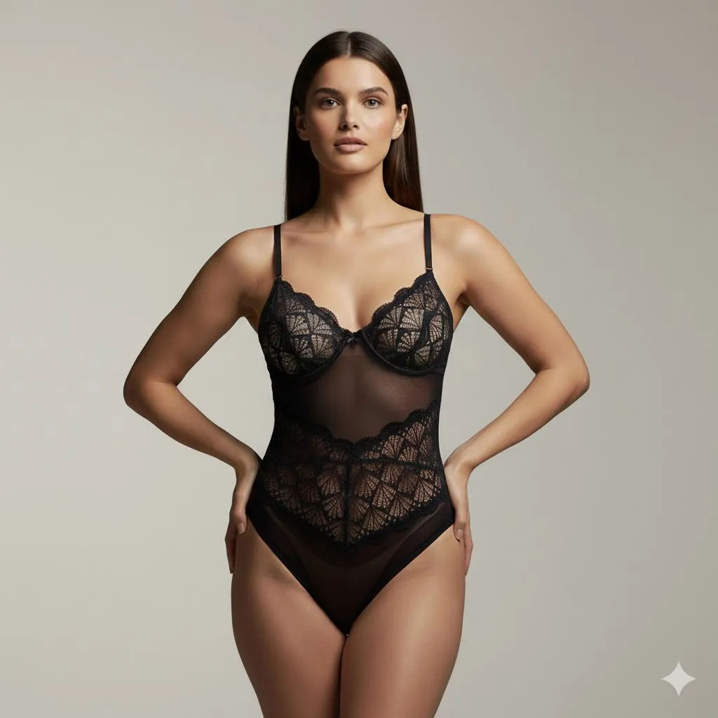 Thumbnail of Black Hollow Strap Slim Fit Bodysuit