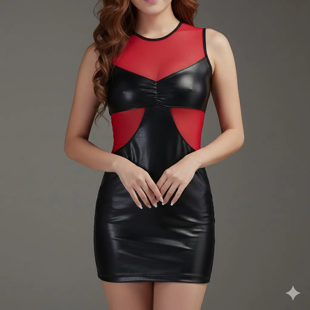 Red Slim Fit Round Neck Bodysuit
