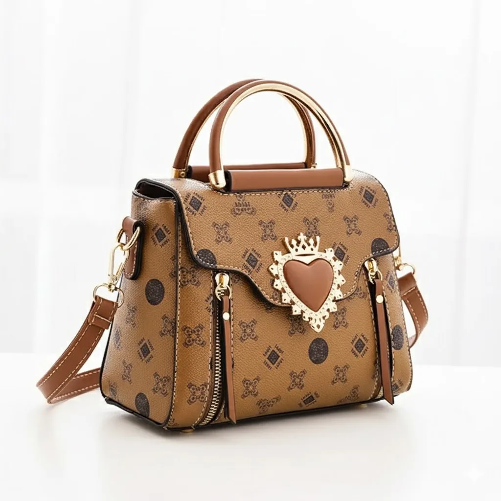 Thumbnail of Chic Faux Leather Zip Closure Women Handbag With Heart Detail