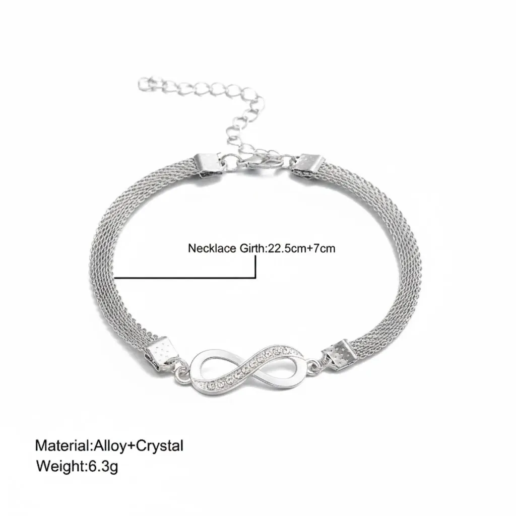 Silver Infinity Symbol Charm Anklet