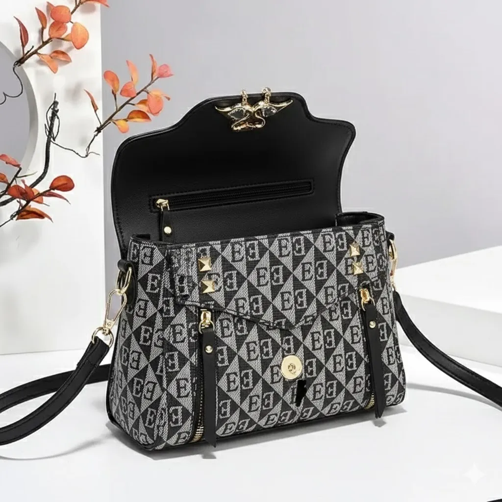 Thumbnail of Elegant Patterned Handbag With Gold Accents