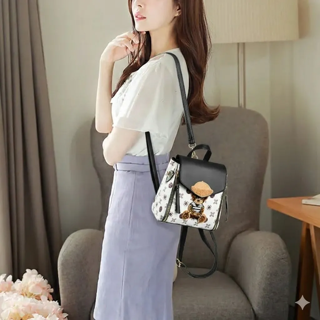 Thumbnail of Teddy Bear Patch Monogram Print Backpack