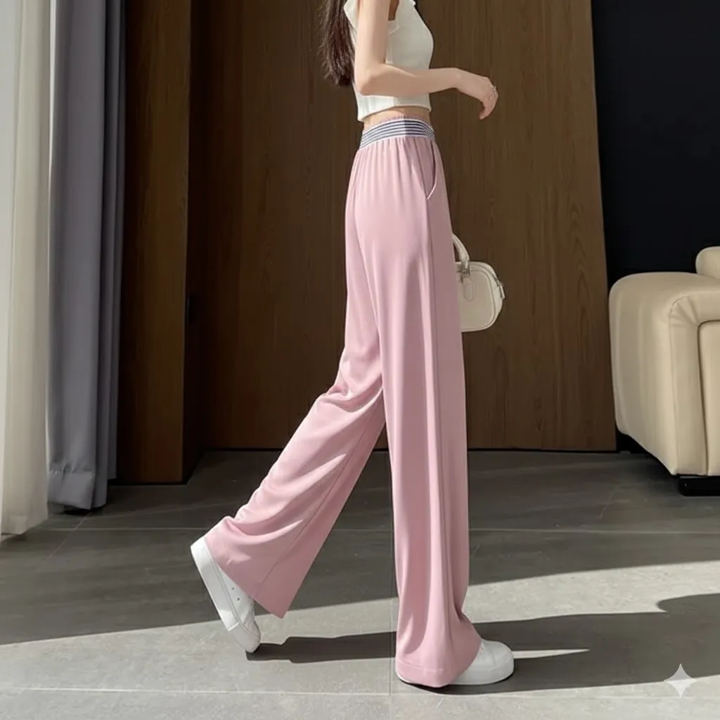 Comfortable Everyday Wide-Leg Lounge Pants - Women's High Waist Trousers