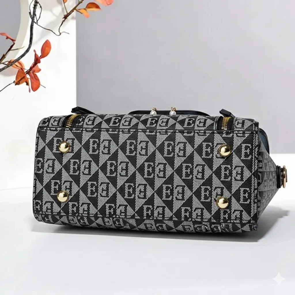 Thumbnail of Elegant Patterned Handbag With Gold Accents