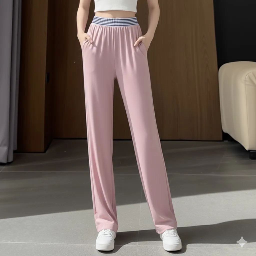 Comfortable Everyday Wide-Leg Lounge Pants - Women's High Waist Trousers