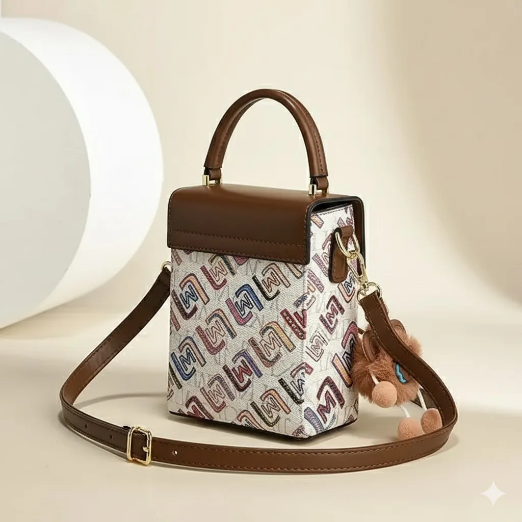 Cute Mini Bag with Letters and Bear Charm