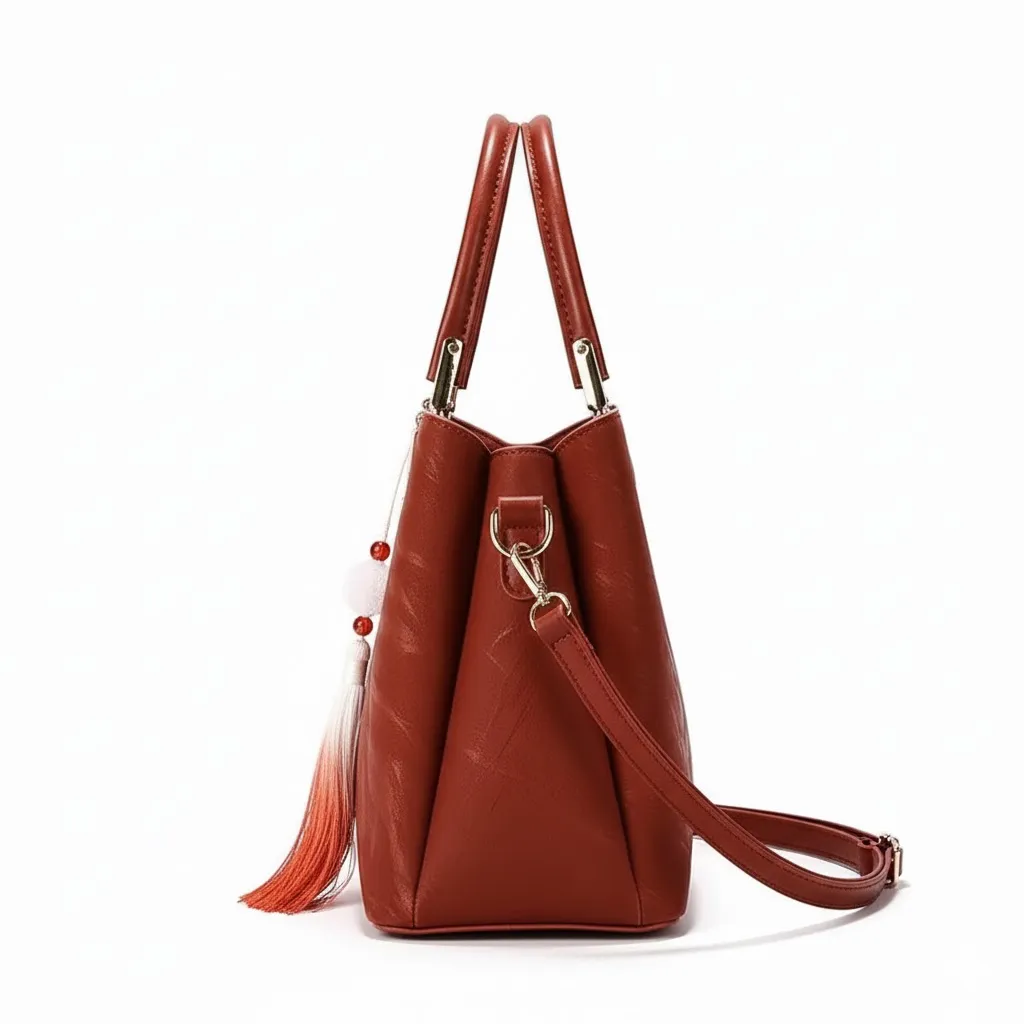 Elegant Textured Handbag with Tassel Charm