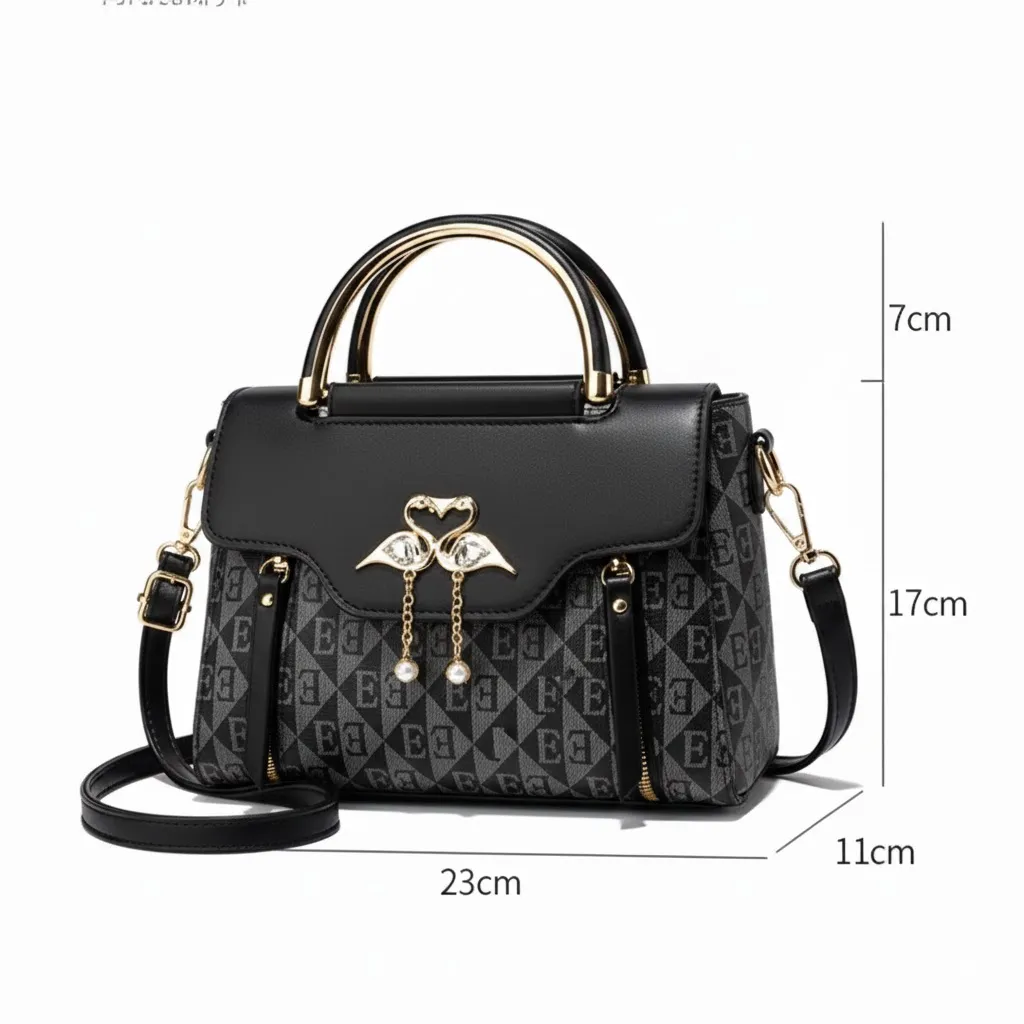 Thumbnail of Elegant Patterned Handbag With Gold Accents