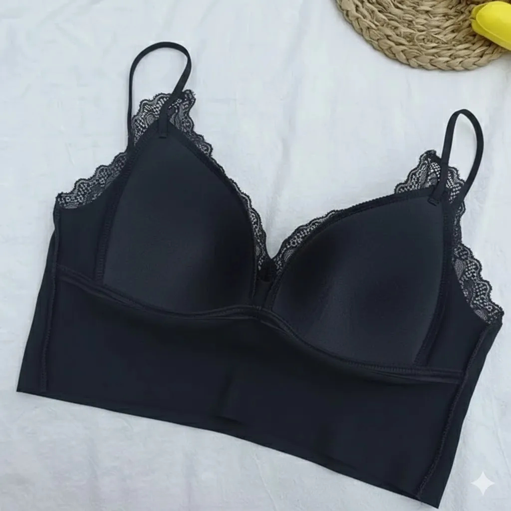 Floral Lace Padded Spaghetti Strap Bra