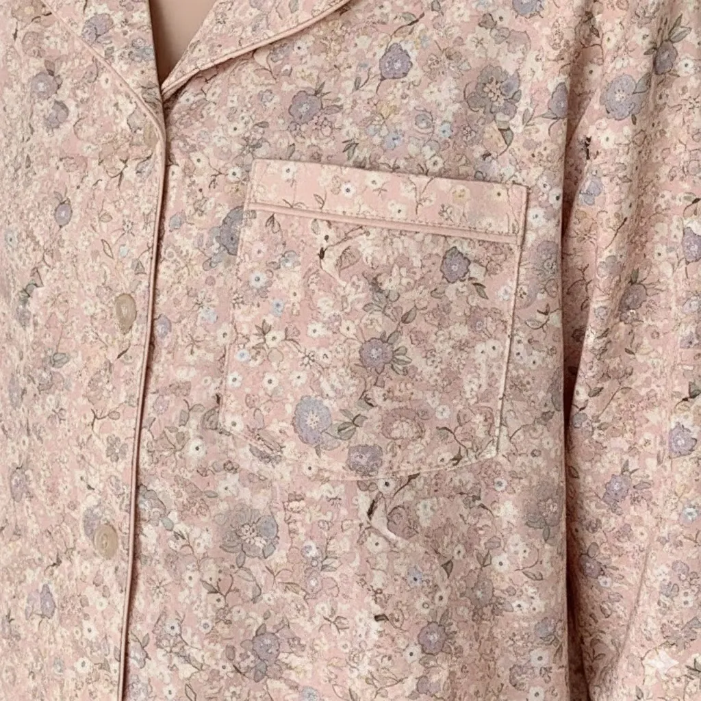 Thumbnail of Floral Cotton Button-Up Top High Waist Pant Two Piece Pajama Set