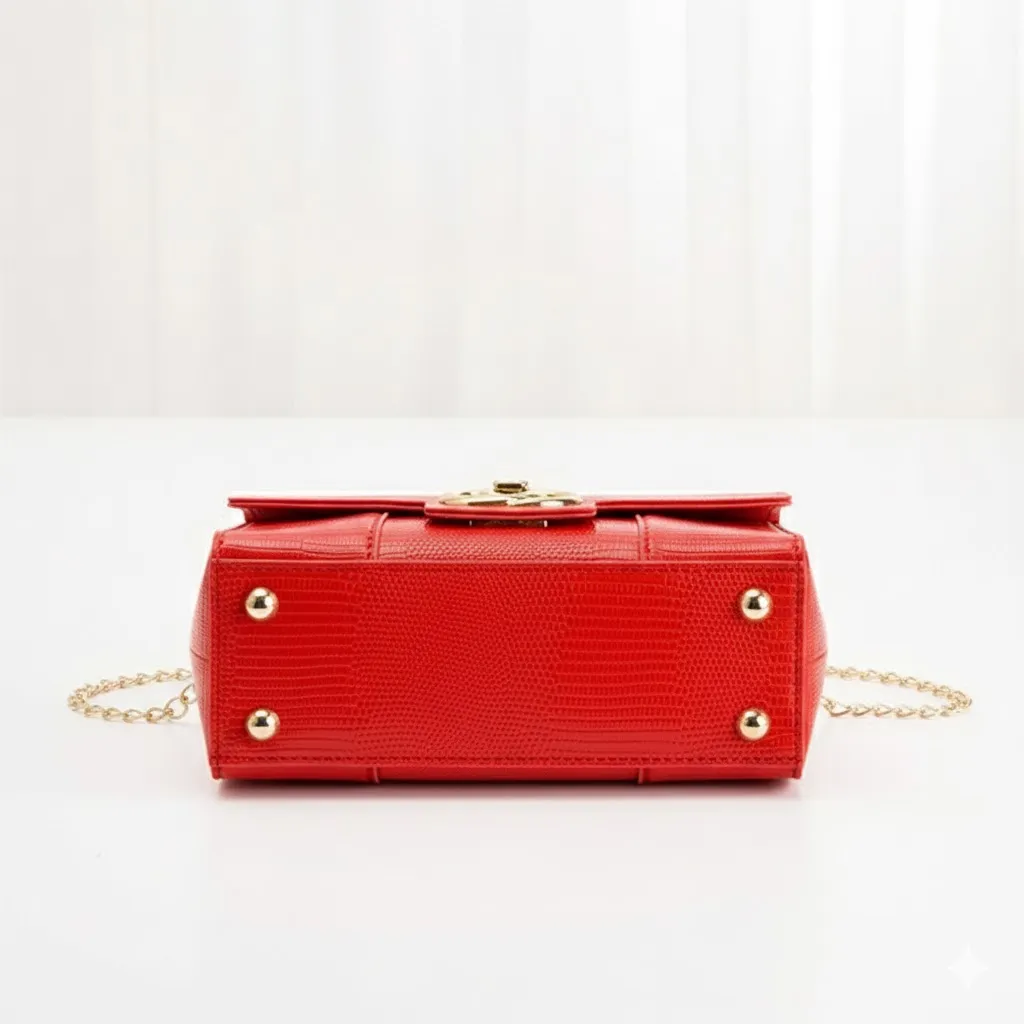 Thumbnail of Elegant Red Crossbody Bag with Gold Clasp | Dorbe UAE