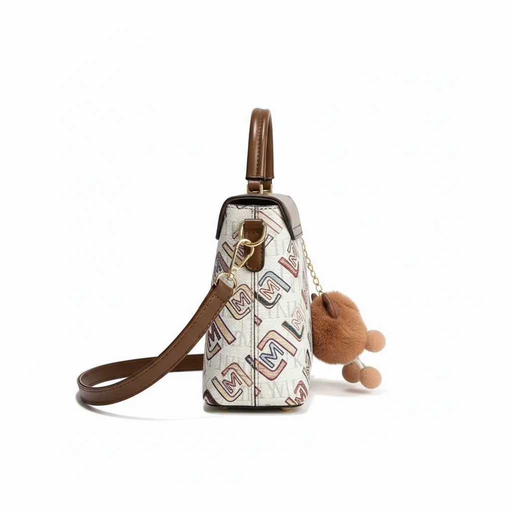 Cute Mini Bag with Letters and Bear Charm