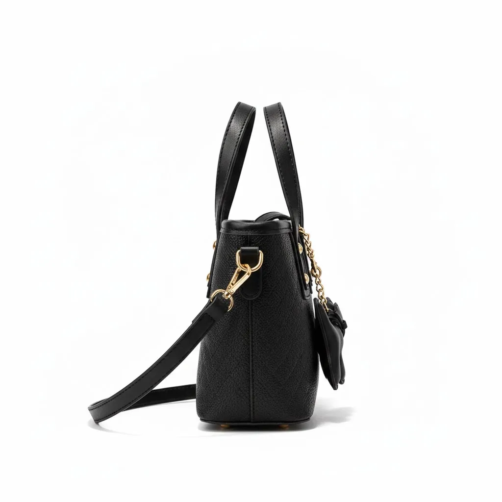 Thumbnail of Quilted Mini Handbag with Cute Puppy Charm Keychain