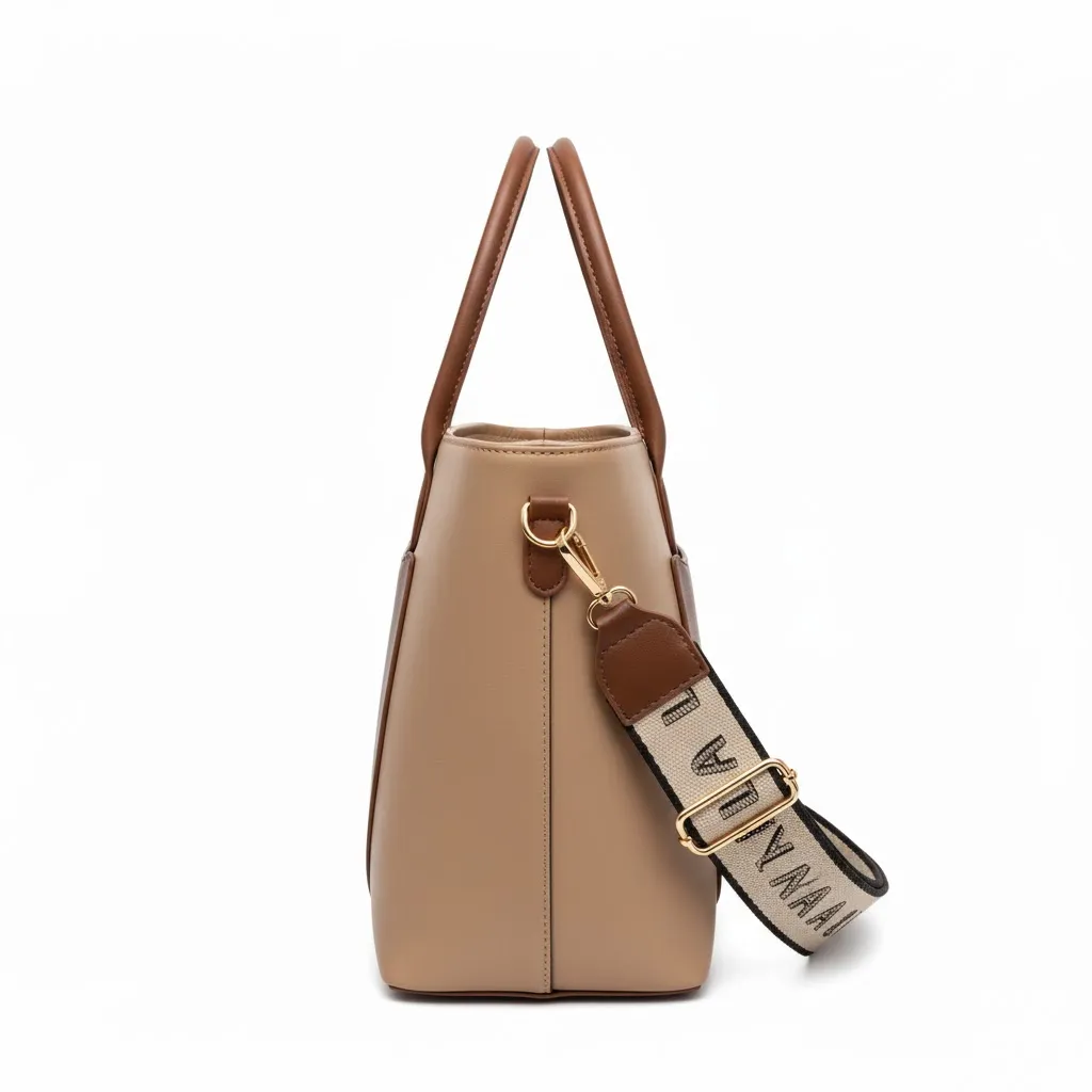 Khaki PU Leather Mini Handbag - for Women (Office/Casual)