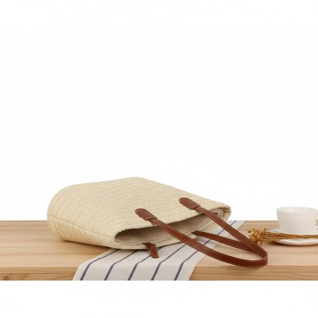 Stylish Straw Beach Tote Bag