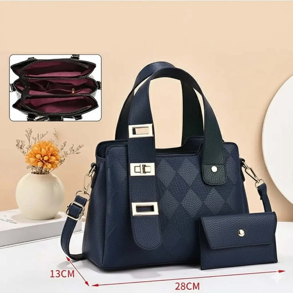 2-Piece Quilted Handbag Set with Wallet