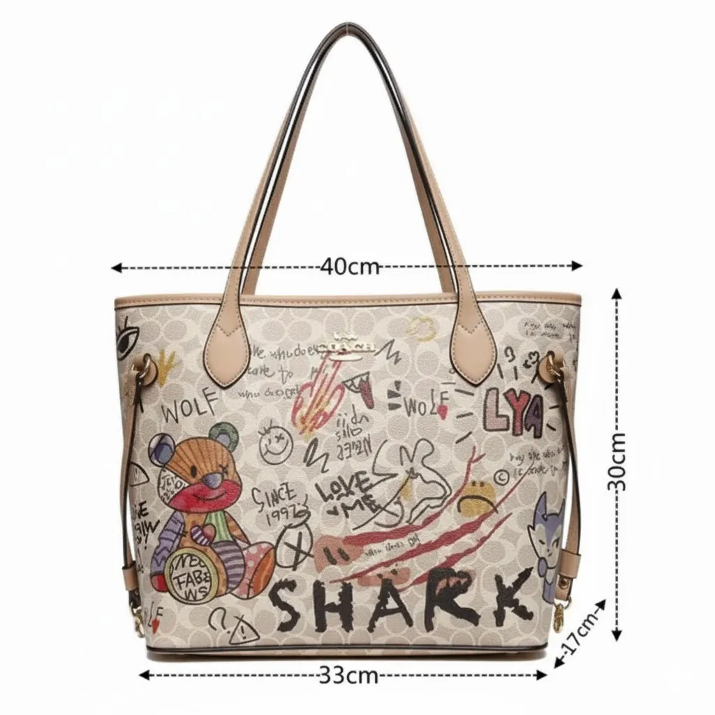 Thumbnail of Large Graffiti Print Tote Bag With Shoulder Straps
