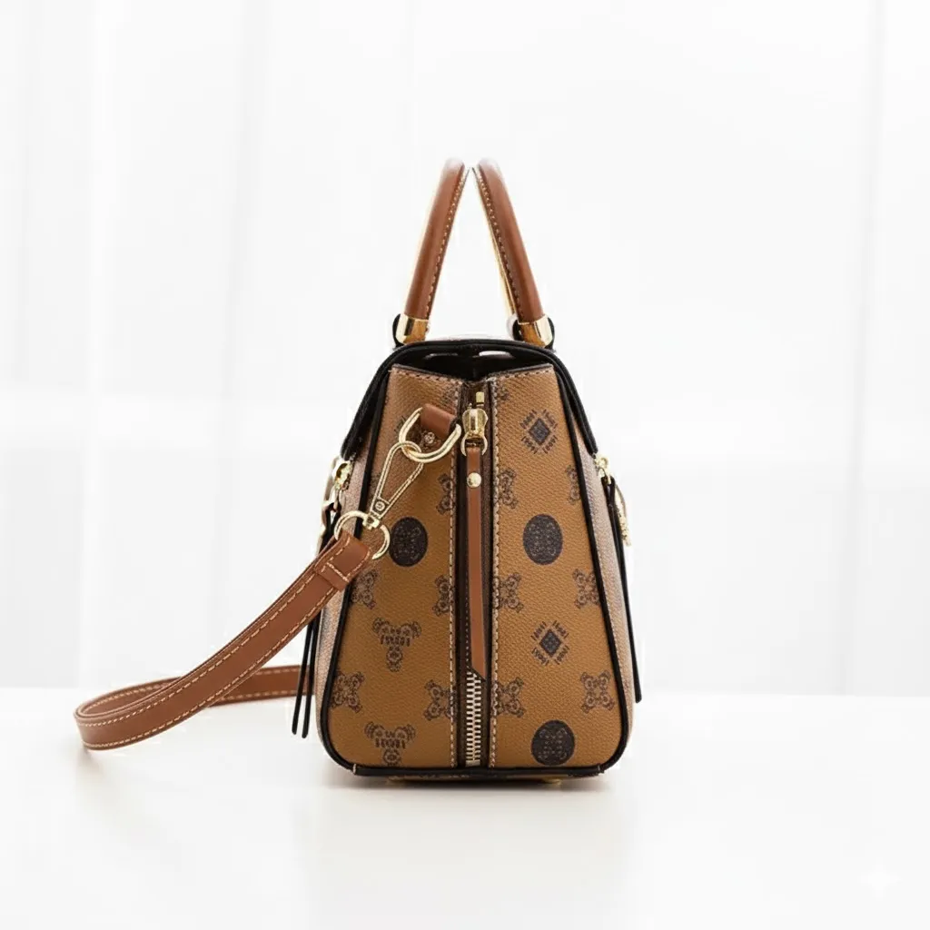 Chic Faux Leather Zip Closure Women Handbag With Heart Detail