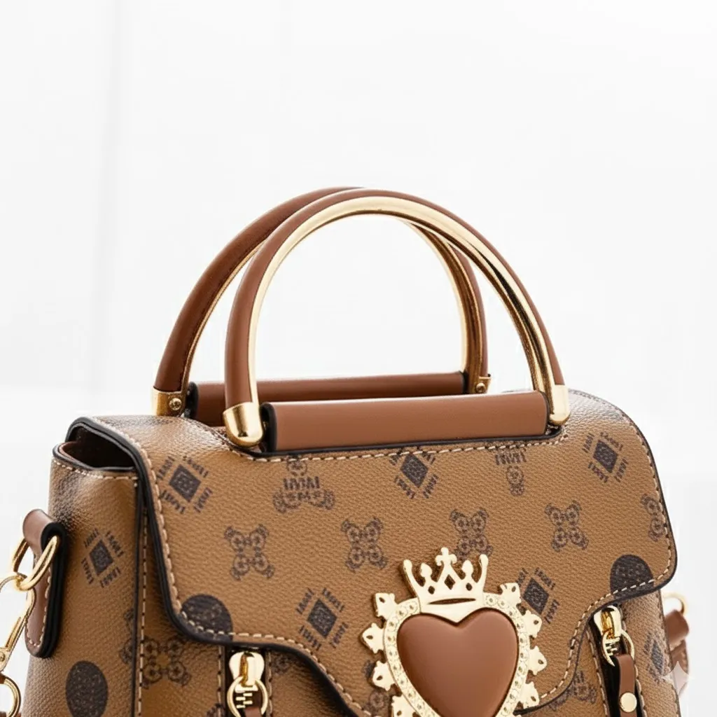 Thumbnail of Chic Faux Leather Zip Closure Women Handbag With Heart Detail