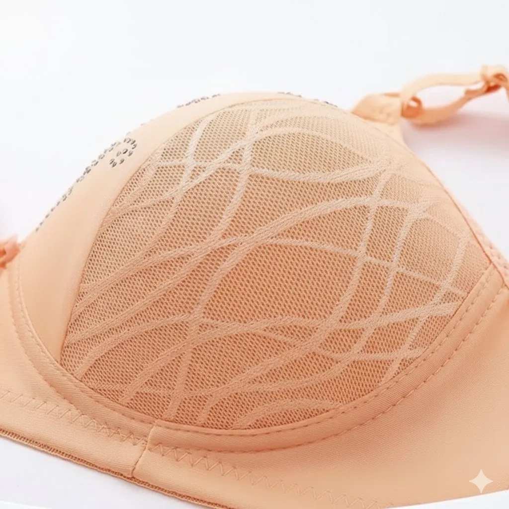 Apricot V-Neck Padded Bra Adjustable Strap