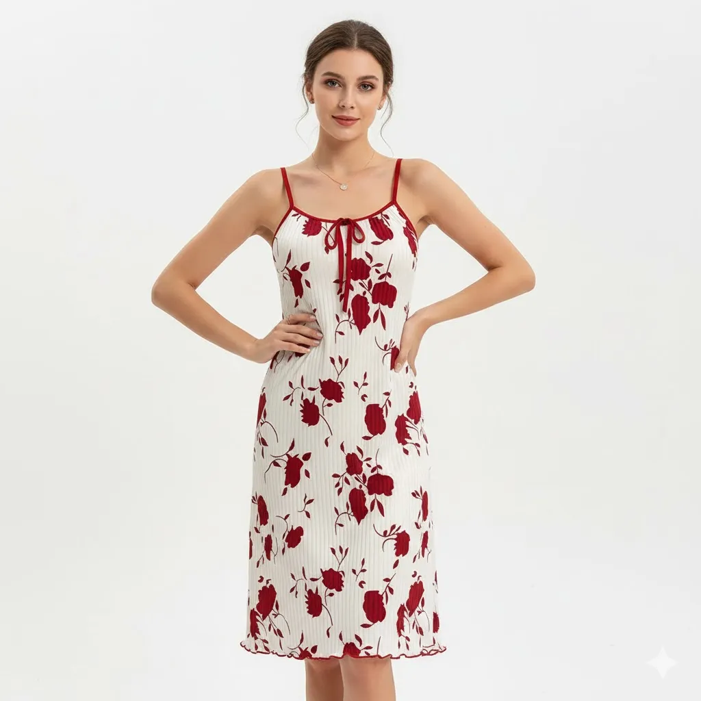 Thumbnail of Floral Pattern Spaghetti Strap Lounge Sleepwear Sleeveless Pajamas