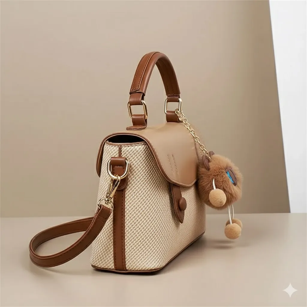 PU Leather Adjustable Shoulder Strap Compact Size Women Handbag
